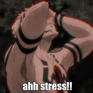 🤕 ahh stress!! stress, anime, tired, exhausted, upset telegram sticker