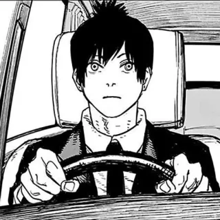 🤌 Aki Hayakawa Chainsaw Man 早川秋, 链锯人, 动漫, 漫画, 驾驶 whatsapp sticker