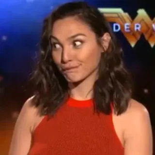 😶 Wonder Woman wonder woman, gal gadot, movie, actor, meme, funny face, celebrity telegram sticker