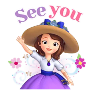 🙋 Sofia the First See you animé, dessin animé, adieu, fille, princesse telegram sticker