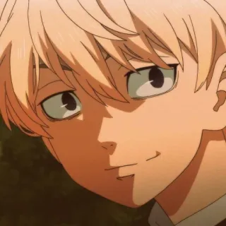 🧀 Anime, blonde Haare, lächelnd, Porträt, Charakter, Mann, Junge telegram sticker