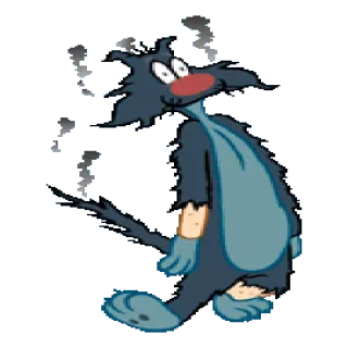😈 мультик, кот, раненый, дым telegram sticker
