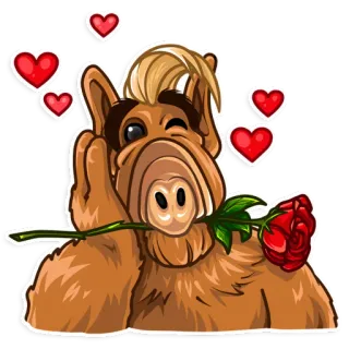 😘 Alf Alf, alienígena, série TV, coração, rosa telegram sticker