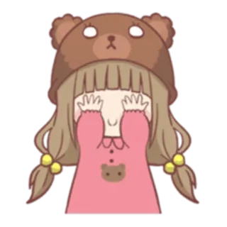 🙈 девочка, медведь, милый, каваи, наклейка, мультфильм telegram sticker