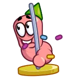 🥳 червяк, вечеринка, праздник, конфетти, мультфильм, праздничный telegram sticker