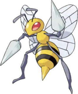🔵 Beedrill Pokemon Pokémon, Dardargnan, insecte, animé, dessin animé, monstre telegram sticker