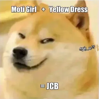 🌟 Doge Doge meme Moti Girl + Yellow Dress = JCB doge, meme, funny, internet culture, humor telegram sticker