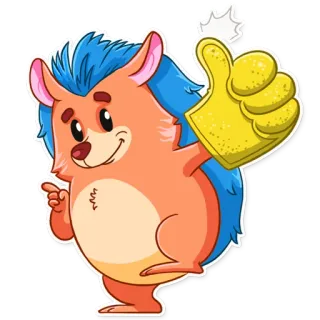 👍 riccio, cartone animato, animale, pollice in su, positivo, carino telegram sticker