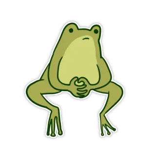 😟 frog, cartoon frog, frog with hands, pondering frog, green frog telegram sticker