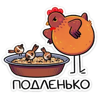 😒 ПОДЛЕНЬКО chicken, birds, food, animals, cute, illustration, cartoon telegram sticker