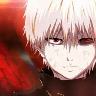 👿 Ken Kaneki Tokyo Ghoul Anime, Manga, rote Augen, weißes Haar, Ghoul telegram sticker