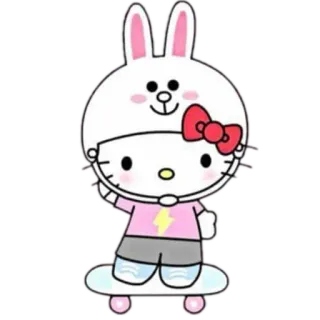🛹 Hello Kitty hello kitty, каваи, мультфильм, милый, персонаж, кролик, скейтборд, розовый telegram sticker