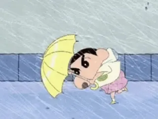☂️ Shin-chan Crayon Shin-chan Anime, Dessin animé, Parapluie, Pluie, Enfant, Personnage whatsapp sticker