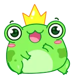 😃 лягушка, корона, мультфильм, животное, милый, счастливый, зеленый telegram sticker