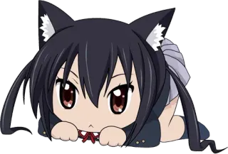 😼 Azusa Nakano K-On! Azusa Nakano, K-On!, anime, mangá, orelhas de gato, fofo, chibi telegram sticker