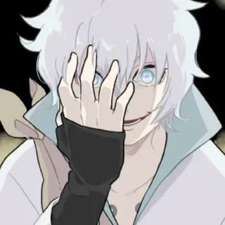🤡 动漫, 漫画, 卡通, 角色, 白发, 邪恶 whatsapp sticker