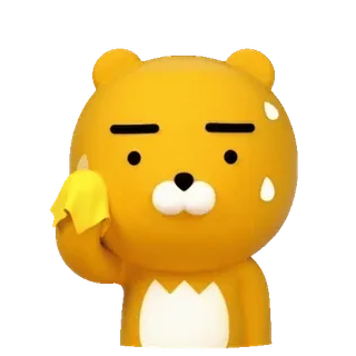 💬 Ryan Ryan, Kakao Friends, transpiration, gêné, nerveux, ours telegram sticker