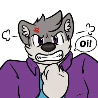 😡 Oi! Furry, Loup, En colère, Cartoon, Expression, Oi whatsapp sticker
