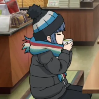 🍵 Anime, Inverno, Ao ar livre, Café telegram sticker