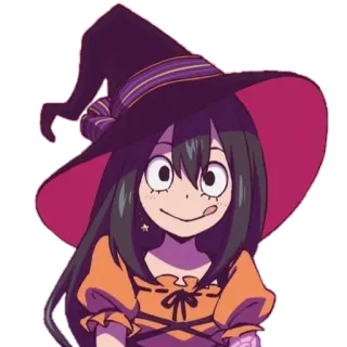 😈 Tsuyu Asui My Hero Academia anime, sorcière, Tsuyu Asui, My Hero Academia, Halloween, mignon whatsapp sticker