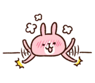 😣 토끼, 귀여운, 분홍색, 행복한, 동물, 만화 telegram sticker