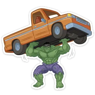 🚘 Hulk Hulk, caminhão, Marvel, super-herói, força, desenho animado telegram sticker