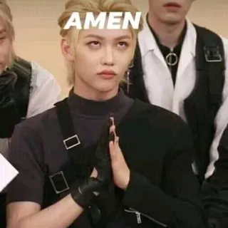 🙏 Felix AMEN kpop, stray kids, ídolo, meme whatsapp sticker