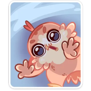 😧 животное, милый, мультик, иллюстрация, наклейка, сова, фэнтези telegram sticker