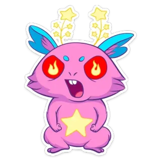 🔥 Potwór, Różowy, Zwierzę, Kreskówka, Gwiazda, Słodki whatsapp sticker