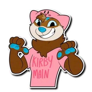 🎮 Kirby KIRBY MAIN Выдра, Фурри, Кирби, Видеоигра, Фанатское творчество, Милый, Розовый telegram sticker