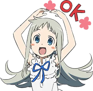 👍 OK Anime, Chica, Lindo, Okay, Ok, Flor, Dibujo animado telegram sticker