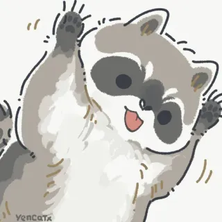 👅 raccoon, animal, cute, cartoon telegram sticker