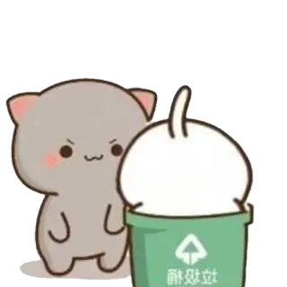 🗑 耐心点 cute, animal, trash, cat whatsapp sticker