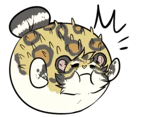 🐡 Kugelfisch, süß, Tier, Cartoon, rund, kawaii telegram sticker