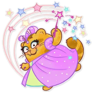 😎 gato, fada, varinha, estrelas, desenho animado, fofo, magia telegram sticker