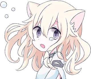 😭 anime girl, cat ears, kawaii, cute, anime, crying telegram sticker