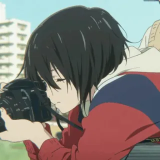 🥡 Anime, Charakter, Kamera, Fotografie, Mädchen, Jung, Cartoon telegram sticker