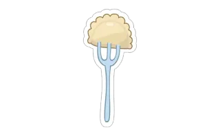 🍴 comida, pierogi, tenedor, empanadilla, pegatina whatsapp sticker