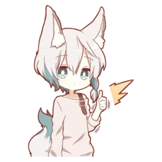 👍 anime, fox girl, kemonomimi, chibi, cute telegram sticker