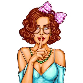 🤫 femme, chut, silence, rétro, nœud, silence telegram sticker