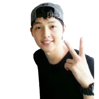✌ pria, perdamaian, tangan, topi, orang, senyum whatsapp sticker