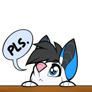🙏 PLS. furry, animale, carino, supplicante, richiesta, rassicurante telegram sticker
