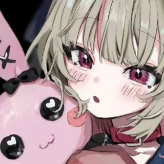 😮 anime, girl, cute, pink, choker, rabbit, doll whatsapp sticker