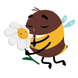 😘 bij, bloem, schattig, cartoon, insect, natuur, vrolijk, grillig telegram sticker
