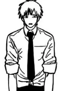 😐 anime, manga, character, standing, black and white, tie telegram sticker