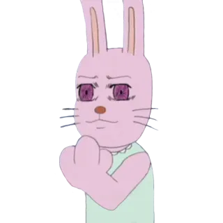 👊 lapin, dessin animé, doigt d'honneur, geste, animé telegram sticker