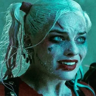 😥 Harley Quinn Suicide Squad Harley Quinn, Escuadrón Suicida, Margot Robbie, DC Comics, villano, antihéroe, personaje de cómic telegram sticker