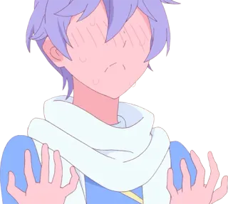 😳 Anime, Kreskówka, Rumieniec, Uroczy, Zawstydzony, Fioletowe włosy telegram sticker