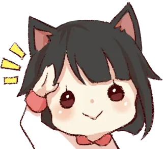 👍 Мультфильм, Аниме, Девушка, Милый, Кошачьи ушки, Привет, Каваий telegram sticker