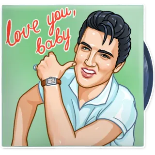 😍 Elvis Presley love you, baby 猫王埃尔维斯·普雷斯利, 音乐, 歌手, 爱, 宝贝 telegram sticker